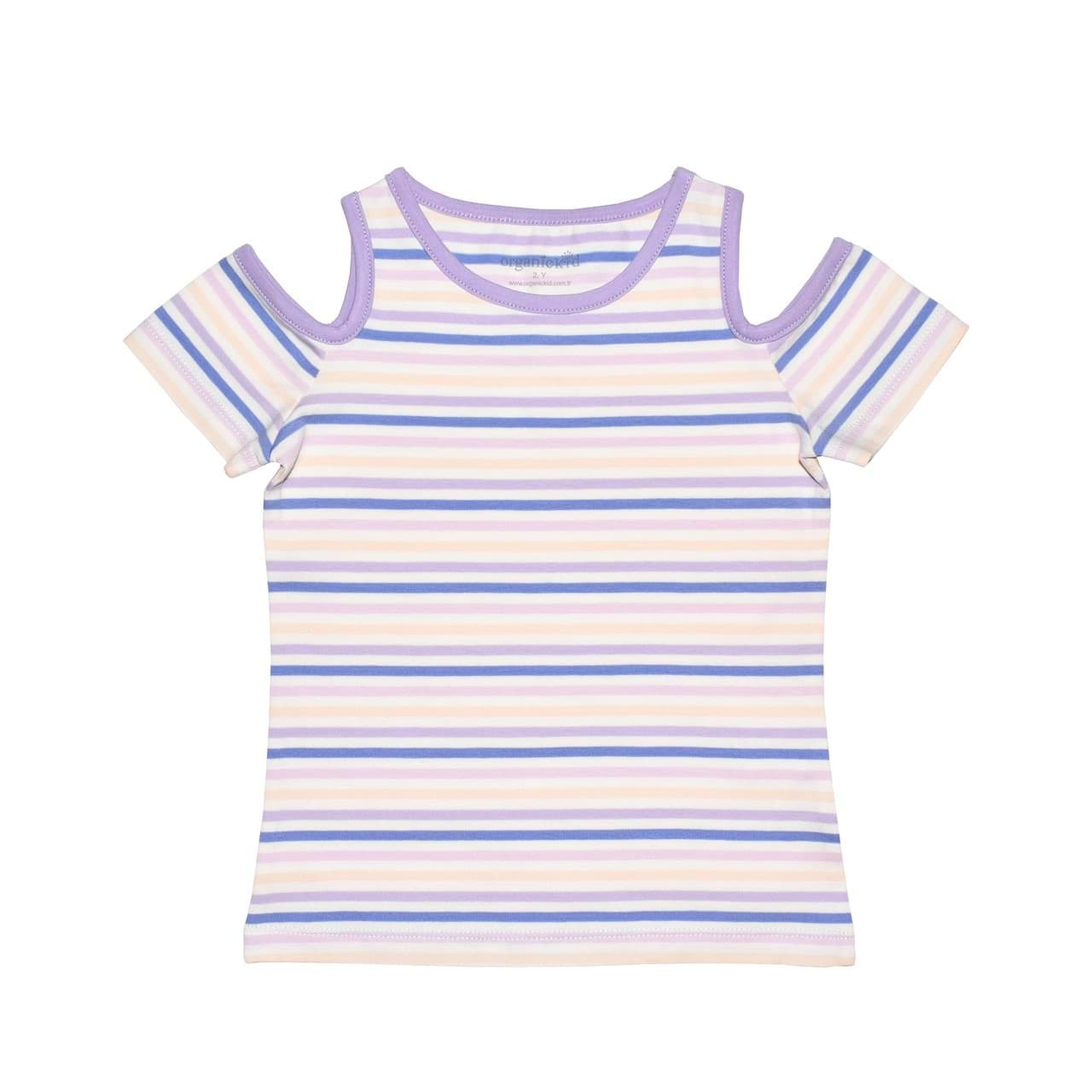 Merkitty Kız Çocuk Çizgili T-shirt resmi