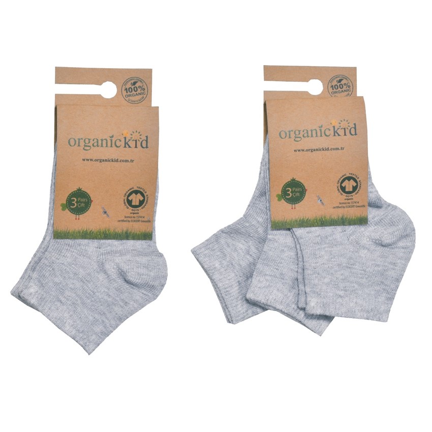 Organickid Gri Bebek Çorap Seti 3lü resmi