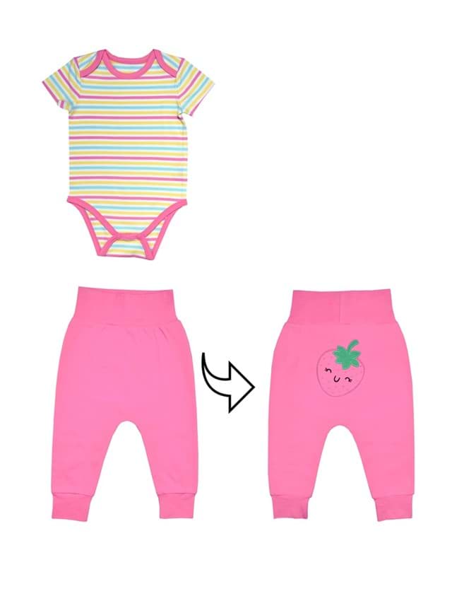 Summer Kız Bebek Pembe Body ve Pantolon Seti 2li resmi
