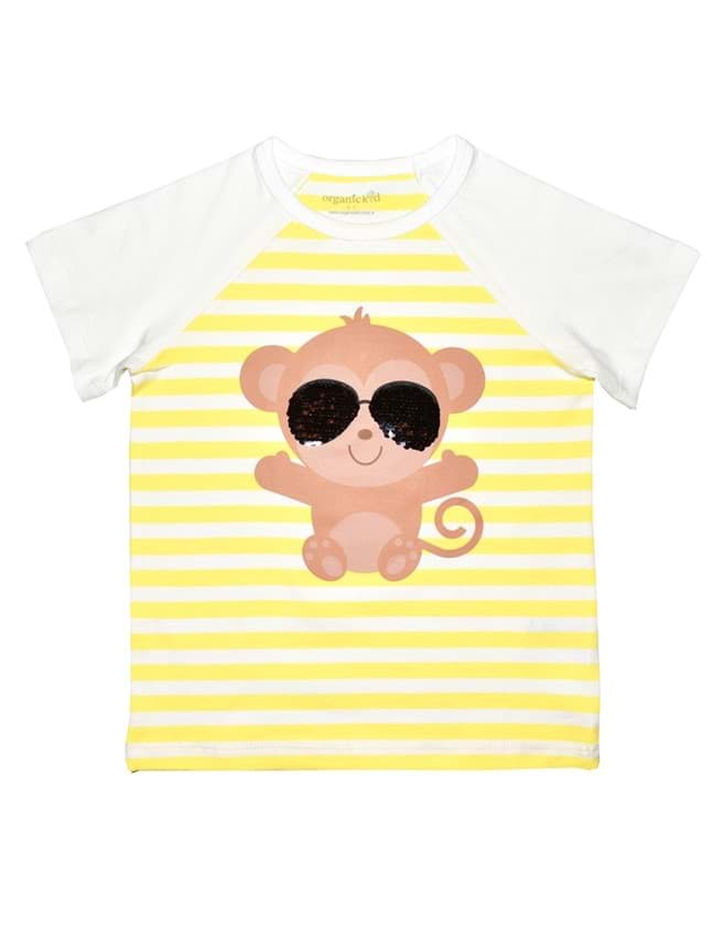 Cool Monkey Erkek Çocuk Çift Yönlü Pullu Kısa Kollu T-shirt resmi